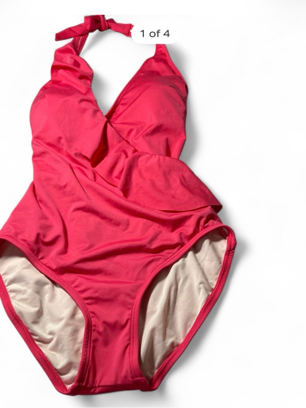 Carmen Marc Valvo Girls' Hot Pink Halter One-Piece